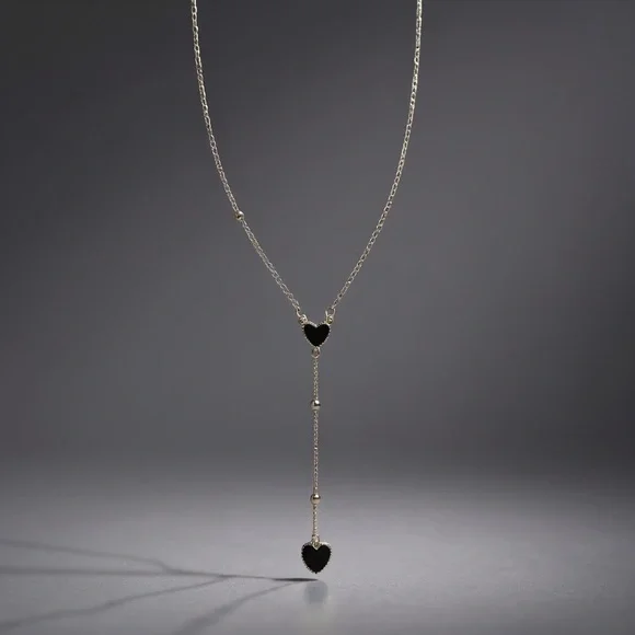 SOLD Elegant Black Heart Pendant Necklace - Picture 1 of 2